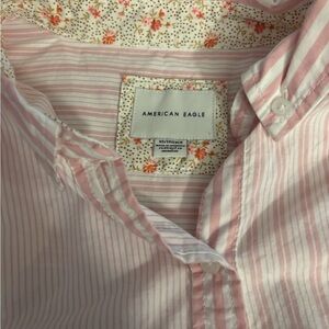 American Eagle Pink Striped Shirt